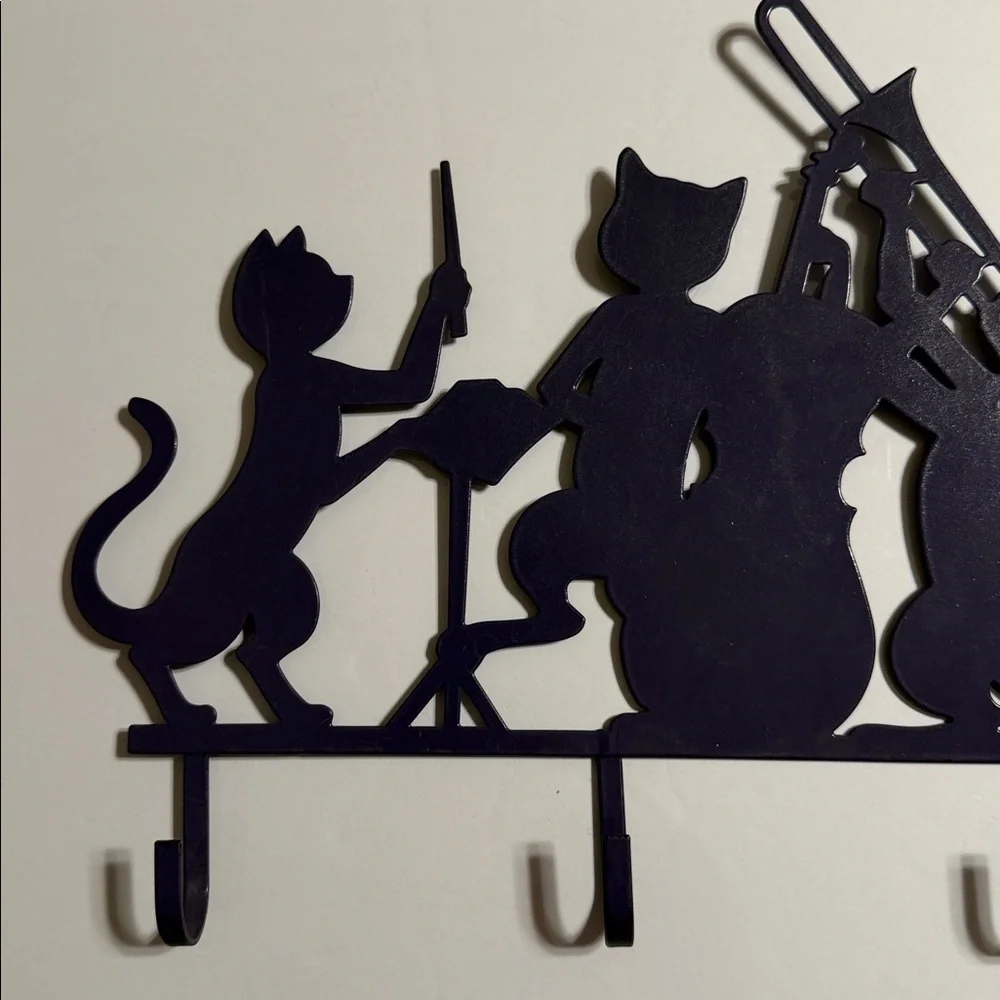 Vintage Black Cat Orchestra Wall Hook Rack - Decorative Home Wall Decor
